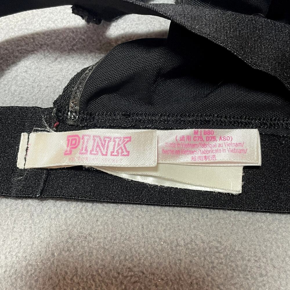 Victoria's Secret PINK Lace Triangle Racerback Bralette Medium Black Casual - Picture 4 of 6